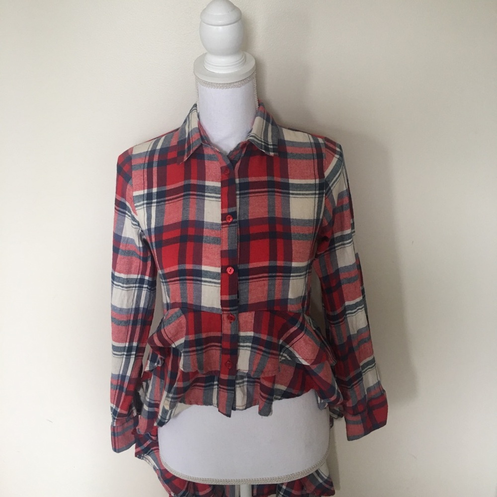 High low plaid shirt